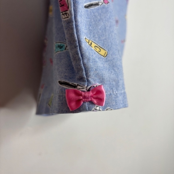 Vintage 90s Rare Carters Overalls Baby Girls 12M Artist Romper Paint Crayons - Picture 2 of 11